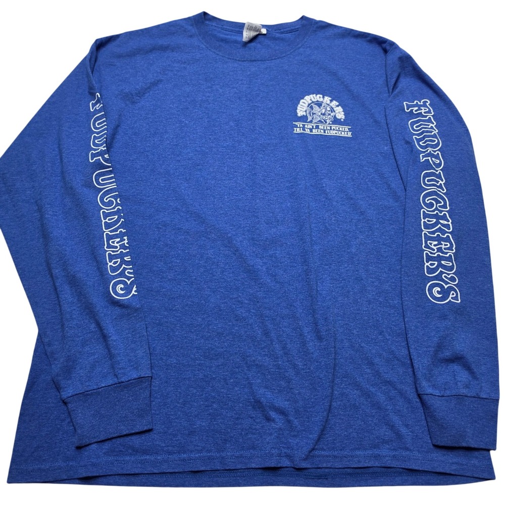 Fudpuckers Beachside Bar Grill Blue Long Sleeve Graphic T-Shirt Adult L Florida